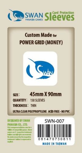 Swan Card Sleeves: 45x90 mm Power Grid Money -150 per pack